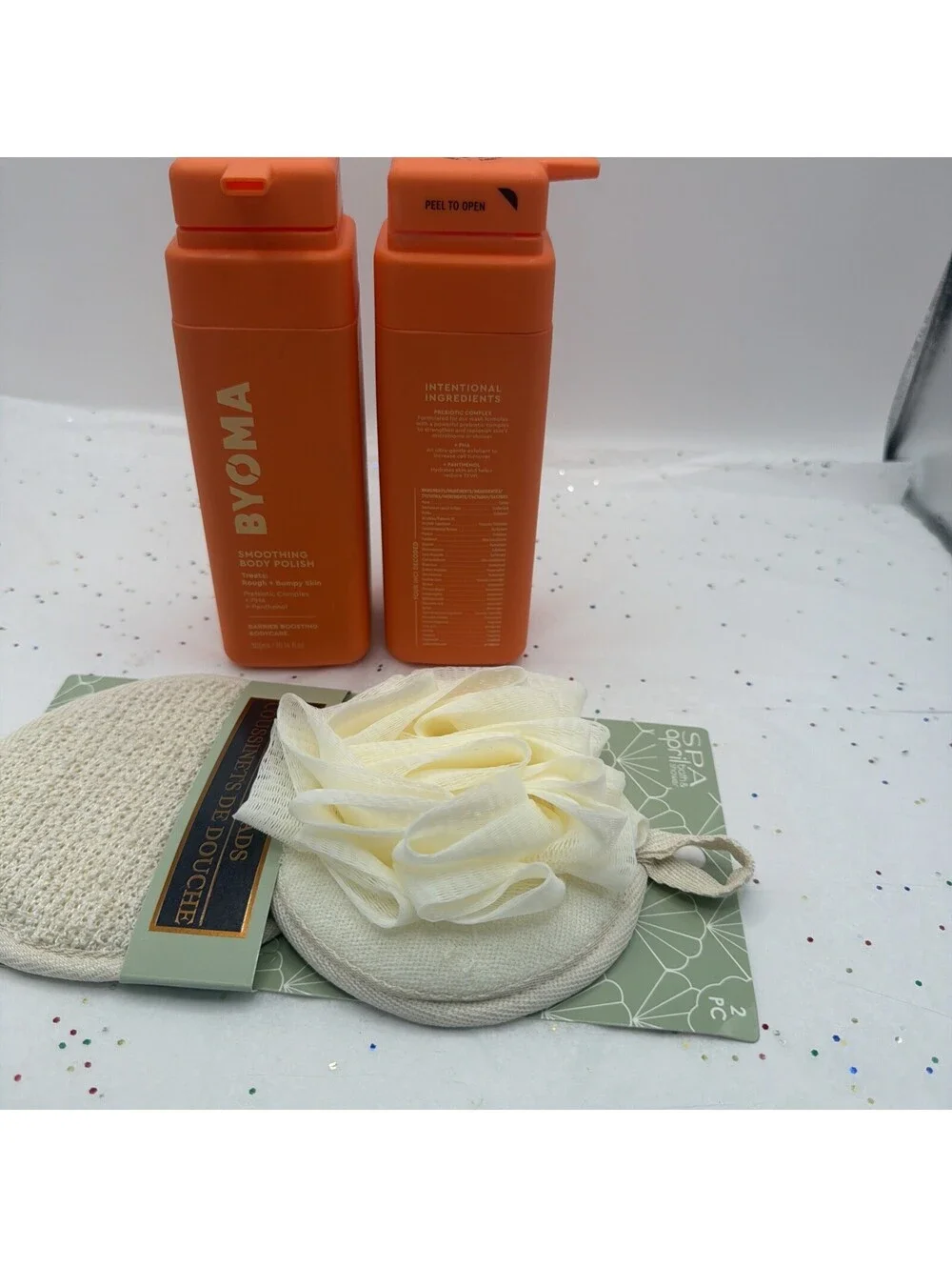 2 Pack BYOMA Smoothing Body Polish 10.14oz Exfoliating Scrub + Bonus Spa Pads